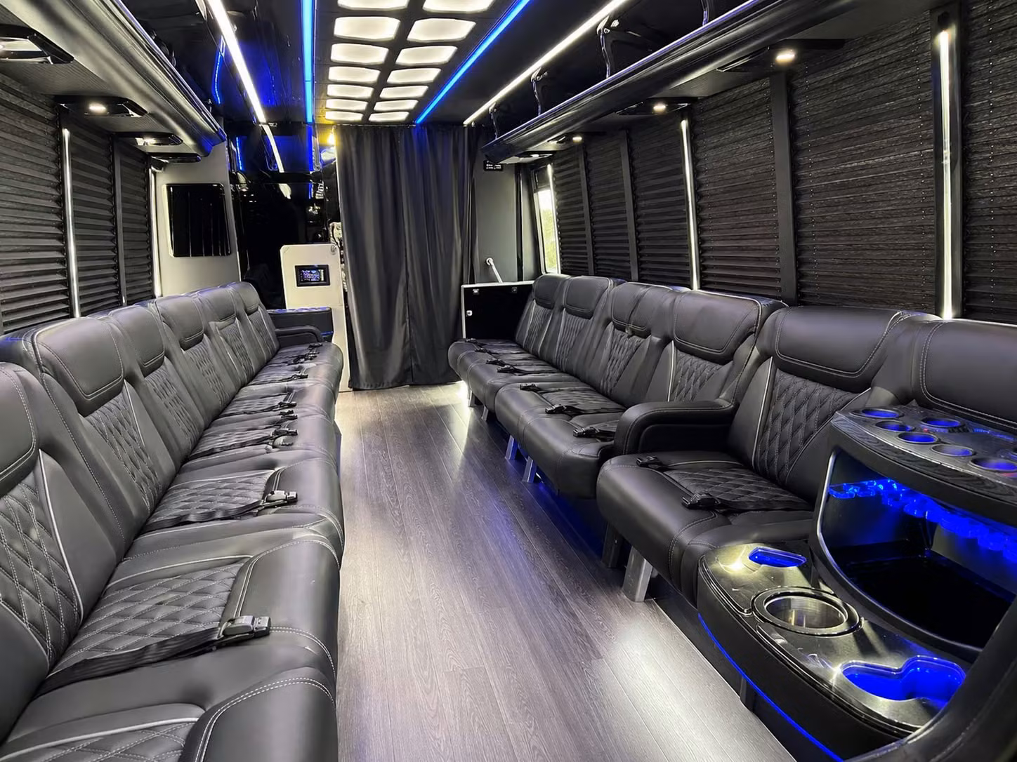 newark high school prom groups love party buses with led lighting and onboard sound